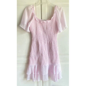 BCBGeneration‎ Women’s Sz 2 Smocked Pink Tiered Ruffle Dress NWT